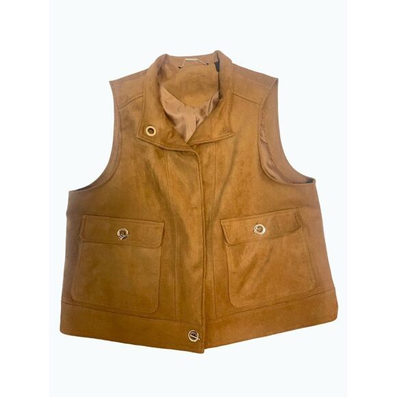 Chico's Black Label Faux-Suede Grommet Vest size 2 Large - Picture 7 of 9